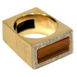 14K Gold Double Sided, Onyx, Diamond, and Tiger
s Eye Ring