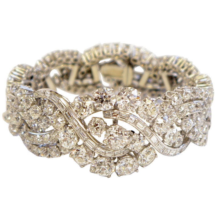 Spectacular Boucheron Platinum Diamond Bracelet For Sale