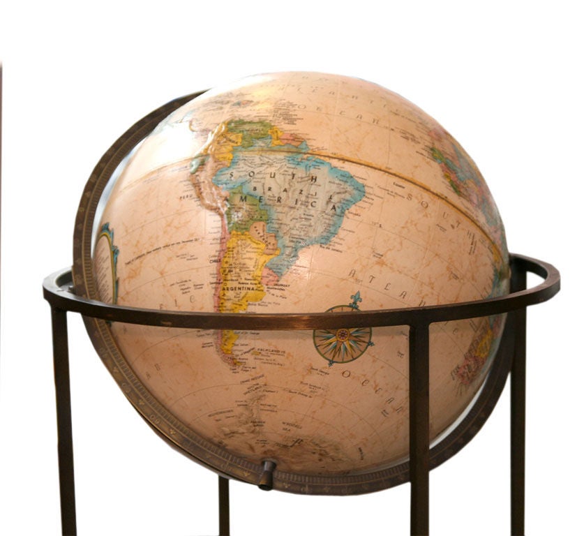 Paul McCobb Directional Brass Floor Terrestrial Globe at 1stDibs