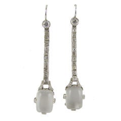 Platinum Diamond & Moonstone Earrings