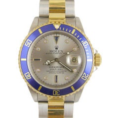 Rolex 18K/SS Submariner Grey Serti Dial c. 2001