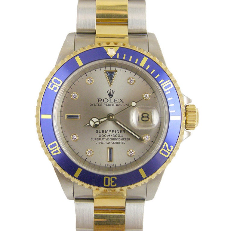 Rolex 18K/SS Submariner Grey Serti Dial c. 2001