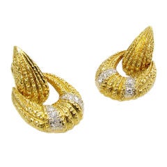 VCA Gold and Diamond Doorknocker Earrings