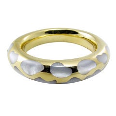 Vintage Tiffany Cummings Gold Mother-of-Pearl Tube Bangle