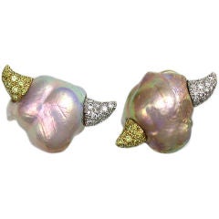 Nicholas Varney Baroque Pearl Diamond Earclips