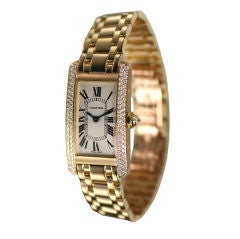 Cartier Diamond AmericaineTank 18k Lady
s on 18k Bracelet