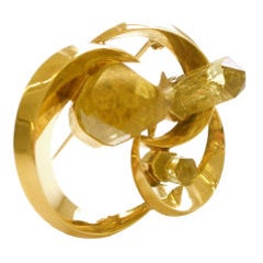 Gold and Beryl Crystal Brooch, Dutch, c 1970 12