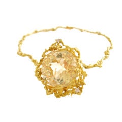 Gold, Citrine and Diamond Brooch/Necklace, French c1960