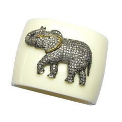 Good Luck, Diamond Elephant & Bakelite Bangle, 6.35 carats