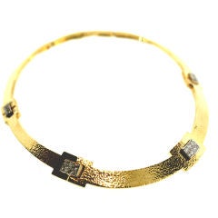 David Webb Hammered Gold and Diamond Choker