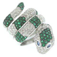 Diamond and Tsavorite Garnet Serpent Ring