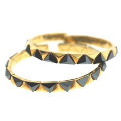 Bulgari Pair of Gold and Hematite Bangle Bracelets