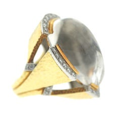 David Webb Rock Crystal and Diamond Ring