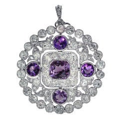 Belle Epoque amethyst and diamond pendant brooch
