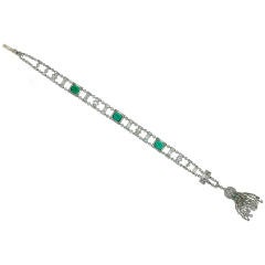 Art Deco Emerald & Diamond Tassel Bracelet
