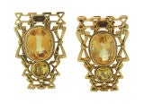 Art Deco Aztec Golden Sapphire Gold Dress Clips