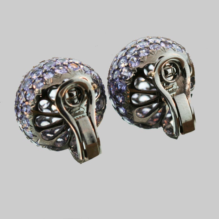 Prussian Blue Tanzanite "Pallina'' earrings by Sabbadini  Milan