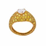 Vintage BOUCHERON  Canary Diamond and White Heart Shaped Diamond Ring