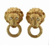Van Cleef & Arpels Iconic Lion Head Door Knocker Earrings