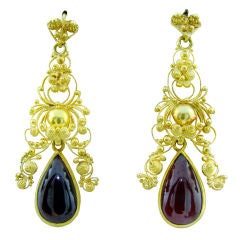 Victorian Etruscan Revival Garnet Earrings