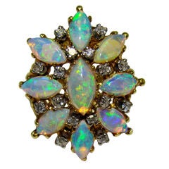 Antique Opal and Diamond Ring in Yellow Gold