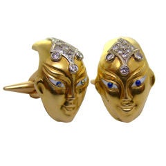 18K Yellow Gold
White Gold Diamond
Enamel Cufflinks Vintage 18K Yellow Gold
White Gold Diamond
Enamel Cufflinks