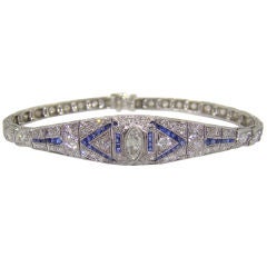 Original Art Deco Diamond & Sapphire Bracelet in Platinum
