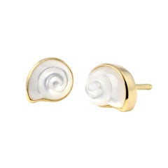 18KT Gold and Mother of Pearl Snail Earrings