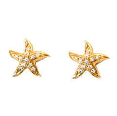 18Kt Gold and Diamond Starfish Earrings