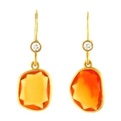 22Kt Gold, Diamond and Fire Opal Earrings