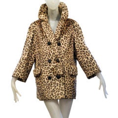 Retro 1960s Faux Leopard Coat