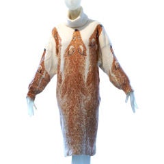 1980s Krizia Maglia Fox Print Sweater Dress
