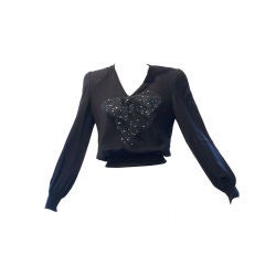 Retro 1980s Miss V by Valentino Sweater with Tulle Bow