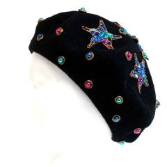 Vintage 1988 Christian Lacroin Bejeweled Beanie