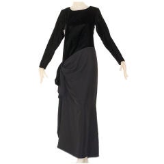 Early 1980s Yves Saint Laurent Rive Gauche Draped Velvet Gown