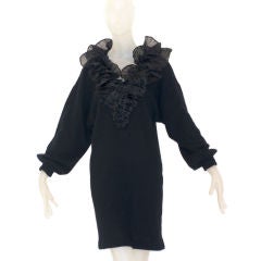 Vintage 1980s Gucci Sweater Dress with Ruffled Collar