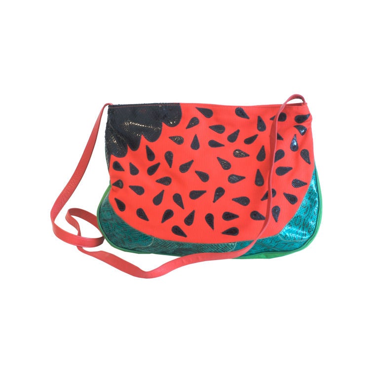 Carlos Falchi Python and Canvas Oversize Watermelon Bag