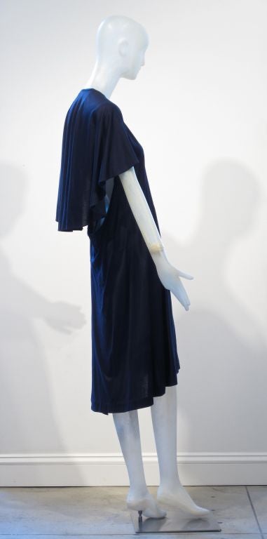1970s Roberta di Camerino cape-back navy dress