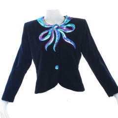 1980s Velvet Yves Saint Laurent jacket with embellished bow
