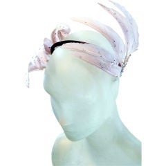 Stephen Jones Pale Pink Feathered and Diammanté Head Band
