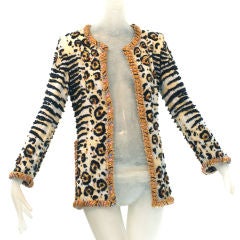Vintage Sparkling Ungaro Beaded Leopard-print Jacket