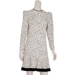 Vintage Galanos black and white print  silk day dress