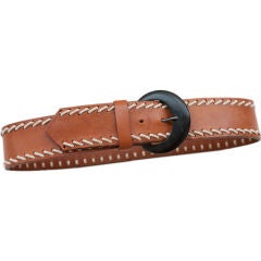 Yves St. laurent  Rive Gauche Belt With Wood buckle