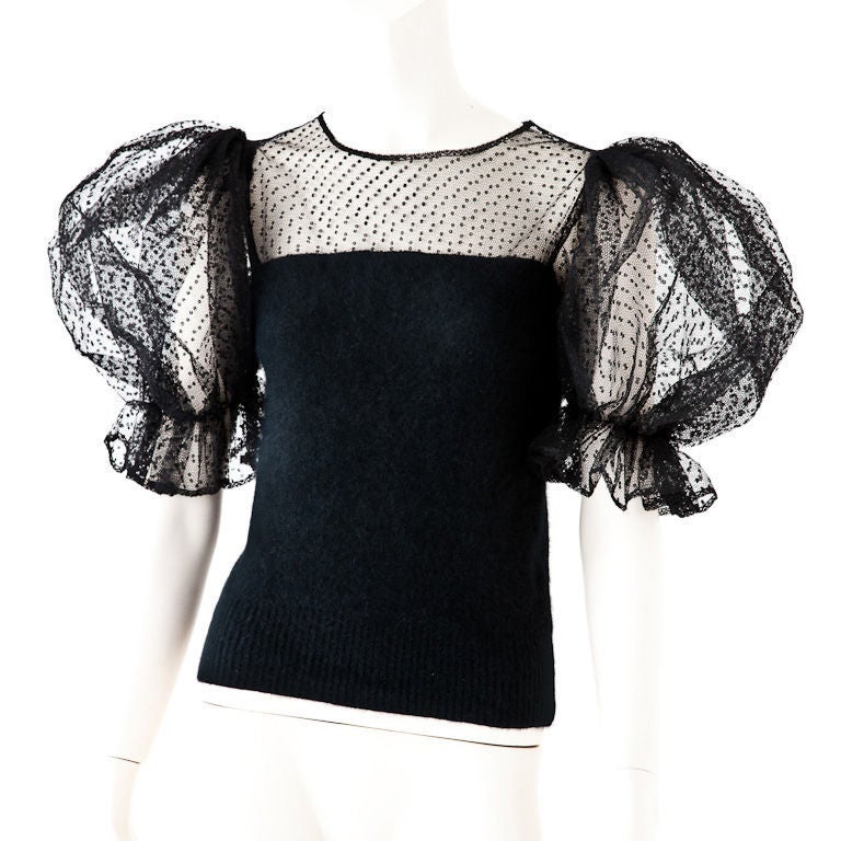 Valentino black  point d'esprit evening sweater