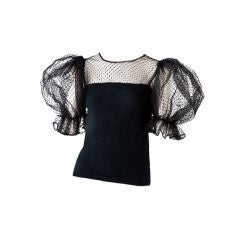 Valentino black  point d'esprit evening sweater