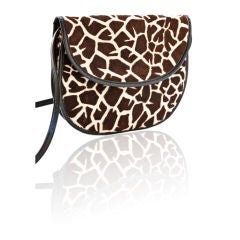 Vintage Halston stenciled giraffe print  shoulder bag/clutch