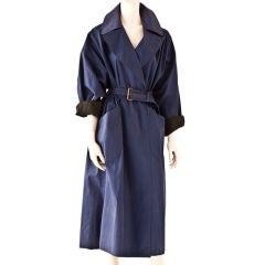 Vintage Alaia navy blue oversize belted Macintosh