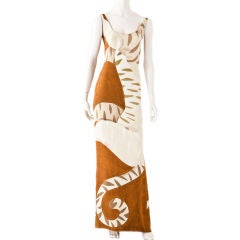 Bill Blass silk crepe Tiger motif evening dress