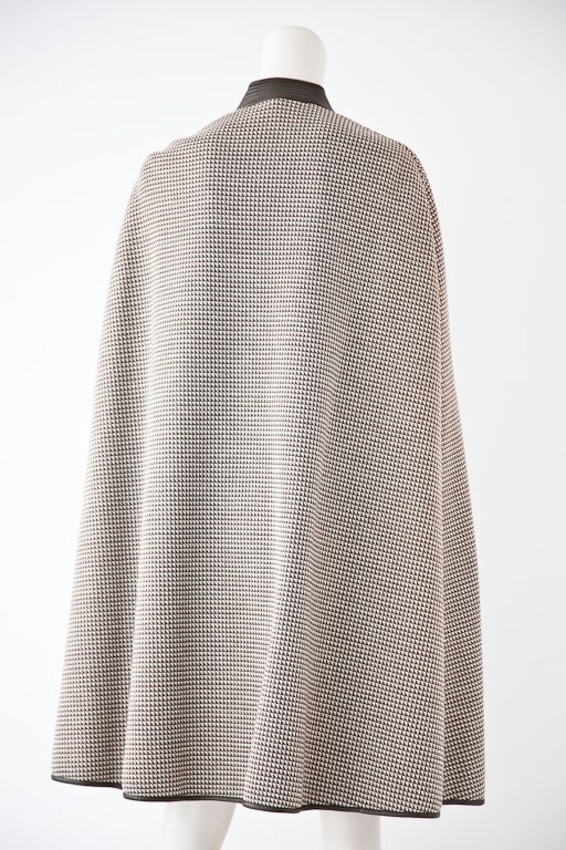 Bonnie Cashin  leather trimmed double knit wool cape