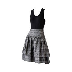 Vintage Valentino gray silk jacquard tiered skirt